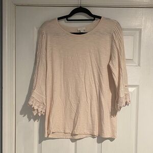 J. Jill Cream Lace Trim Women's Blouse